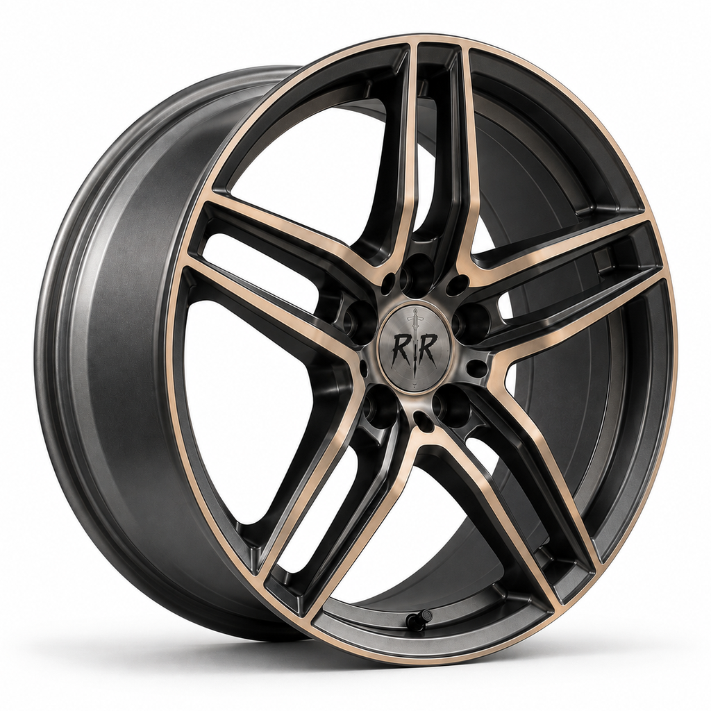 Rim Reaper Ember one-piece forged car wheel, black with bronze machined face