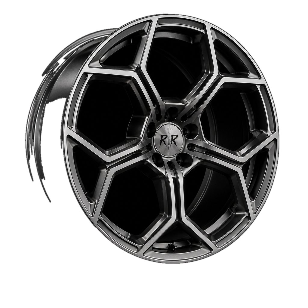 Rim Reaper Onyx one-piece forged hex five-spoke car wheel, machined face